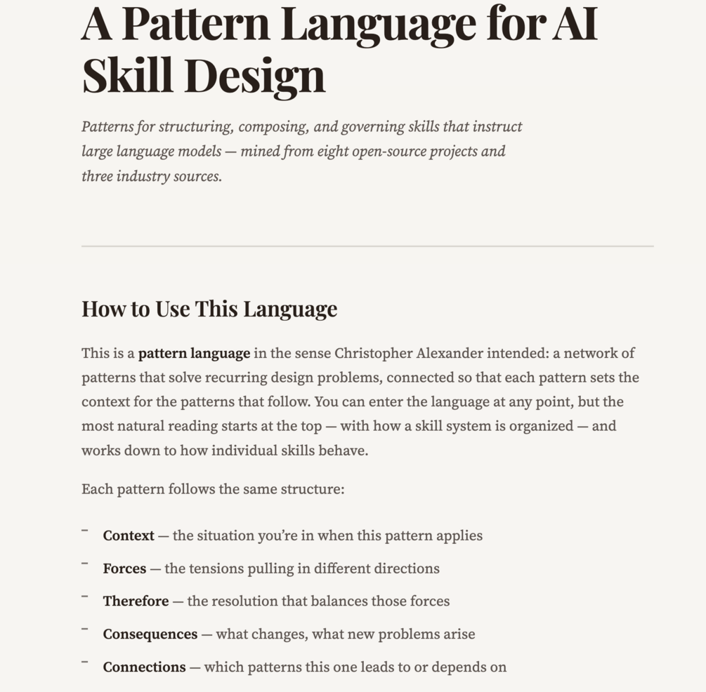 Cover of A Pattern Language for Agentic AI Skill Design